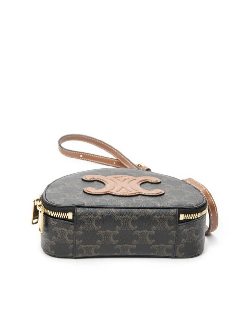 Celine Triomphe Half Moon Case Shoulder Bag Brown Canvas